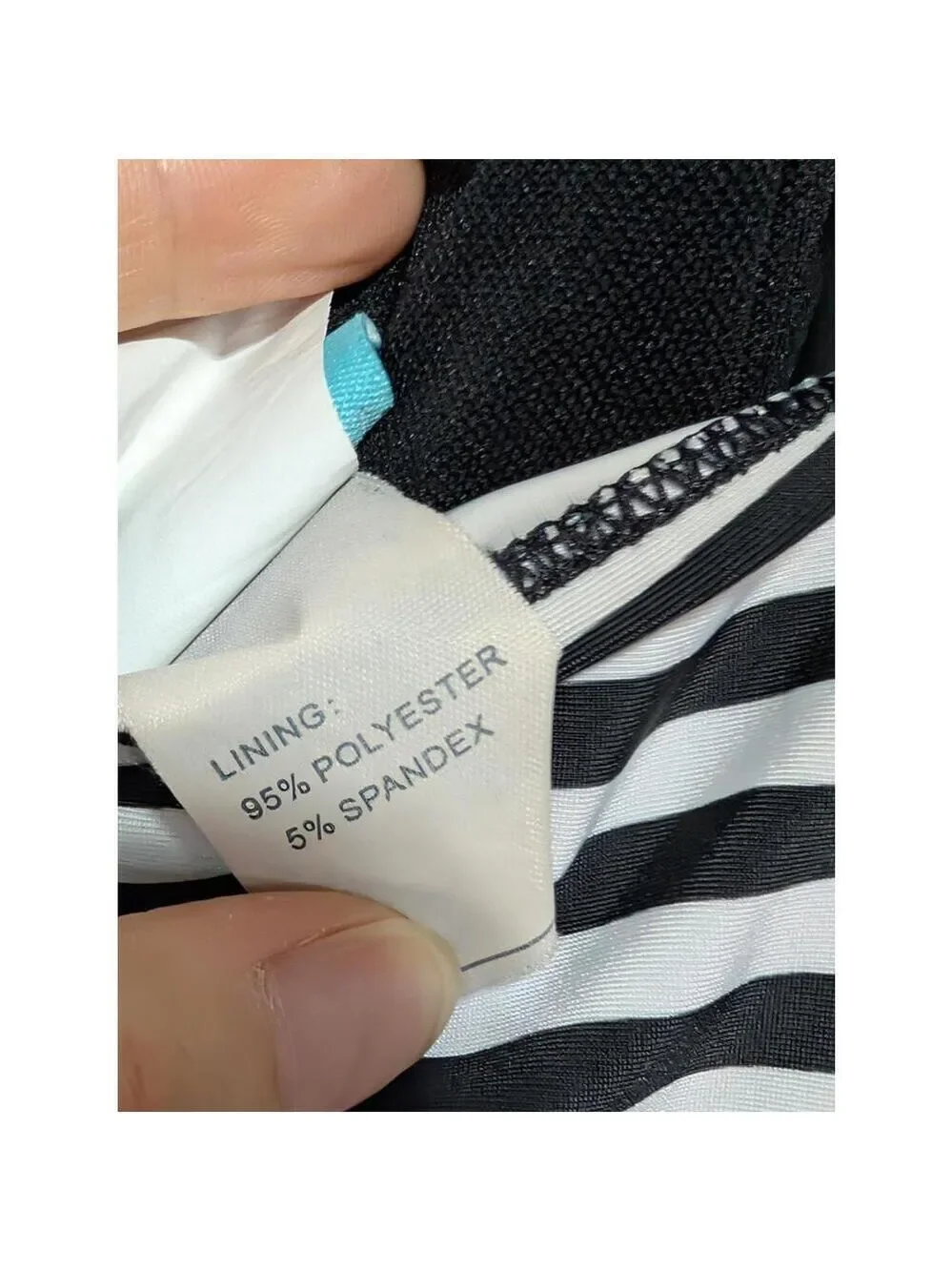 Septangle 18W Stylish Black Swim Dress with Striped Detail